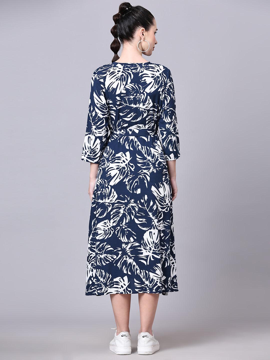 Tropical Print Wrap Dress - VONYQ