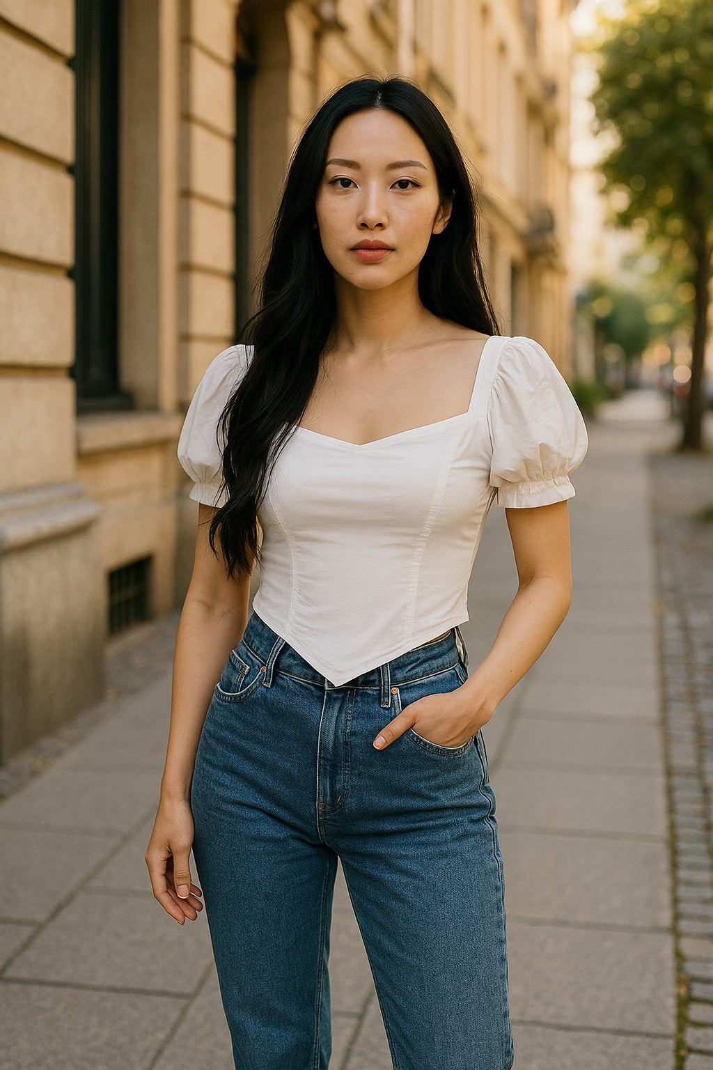 POPLIN LYCRA TOP-WHITE