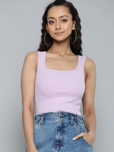 Deep V-Neck Sleeveless Tank Top - VONYQ