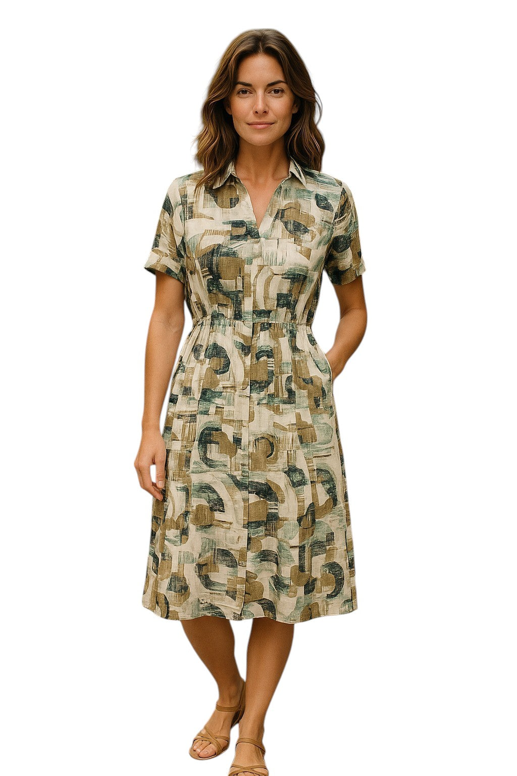 Sunlit Bloom Rayon Pocket Dress