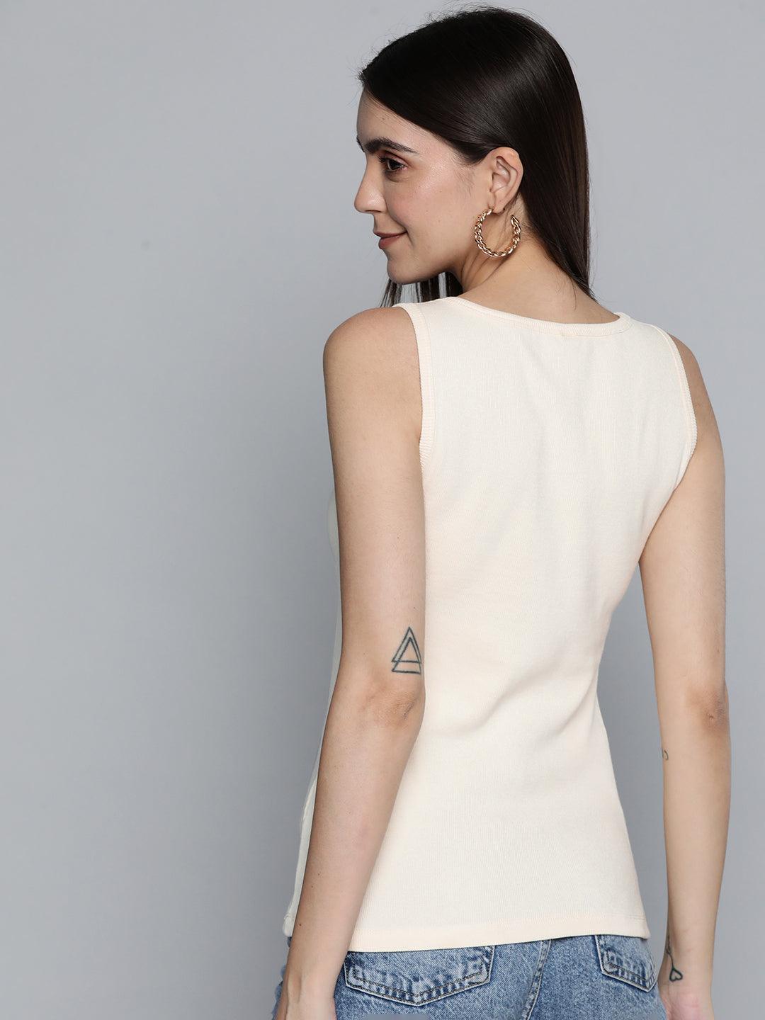 Deep V-Neck Sleeveless Tank Top For Daily Wear - VONYQ
