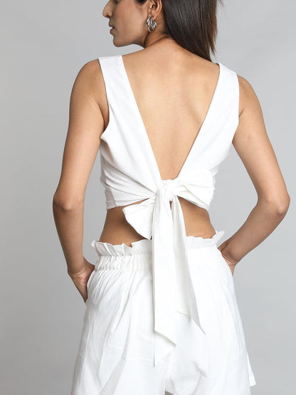 White Cotton Linen Co-Ord Set - VONYQ