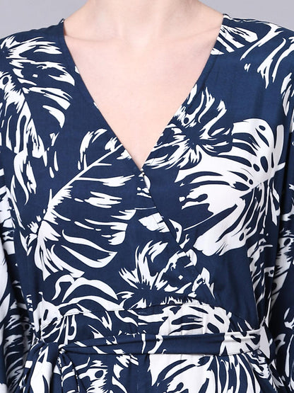 Tropical Print Wrap Dress - VONYQ