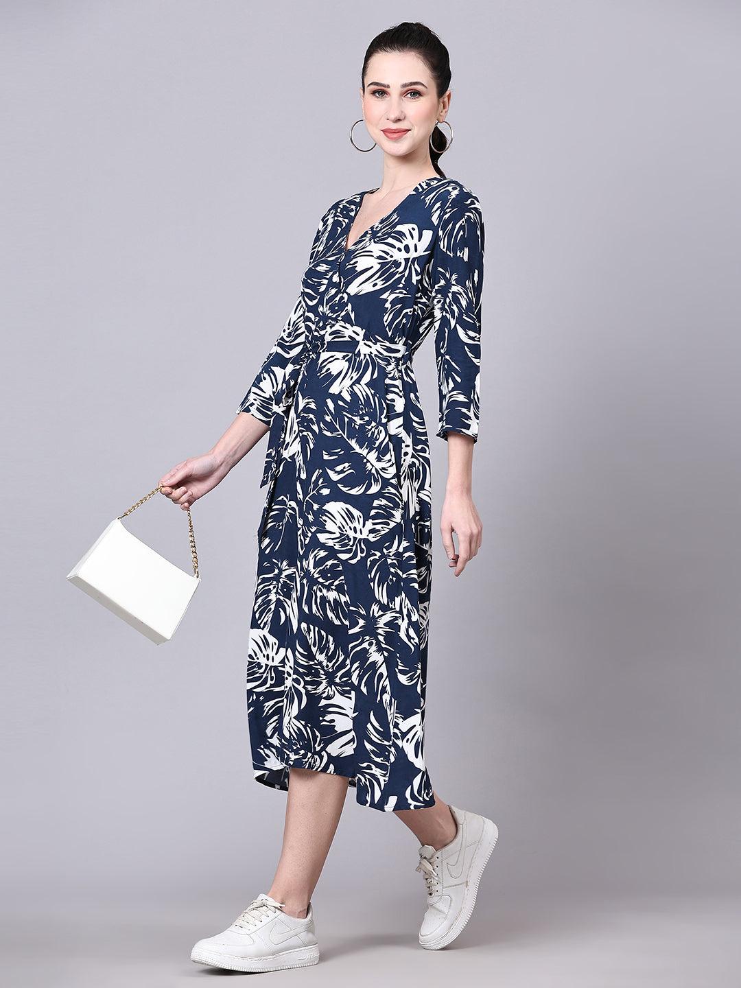 Tropical Print Wrap Dress - VONYQ