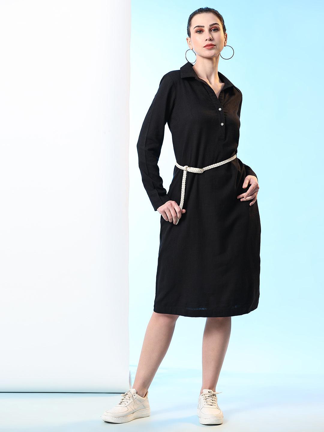 Noir Elegance Midi Dress - VONYQ