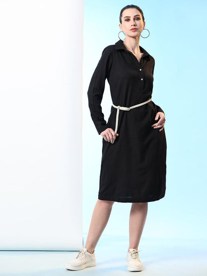 Noir Elegance Midi Dress - VONYQ