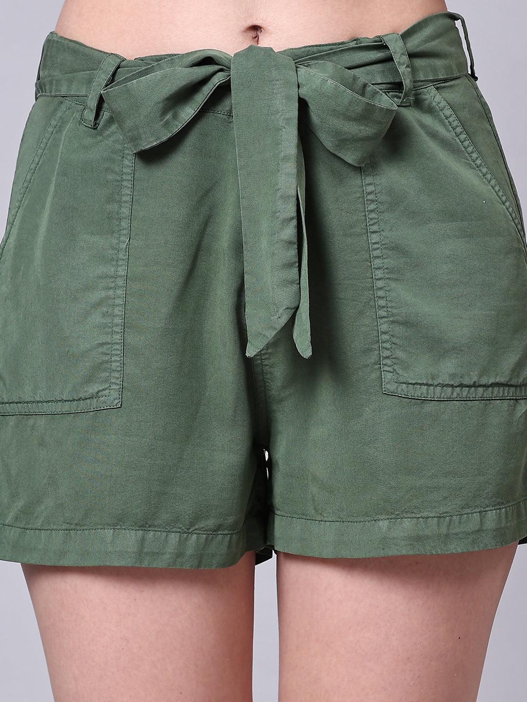 Khaki Tencel Shorts - VONYQ