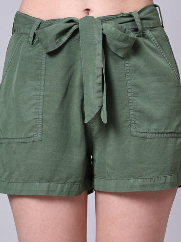 Khaki Tencel Shorts - VONYQ