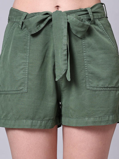 Khaki Tencel Shorts - VONYQ