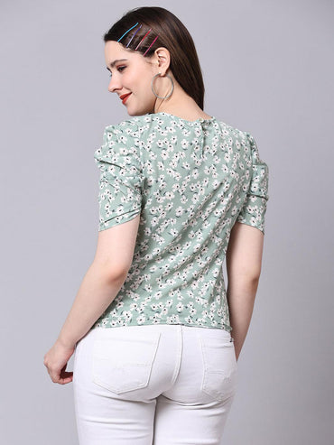 Elegant Floral Print Tops - VONYQ