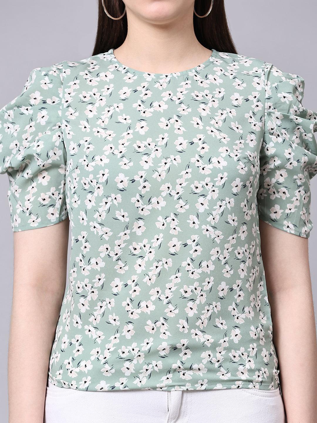 Elegant Floral Print Tops - VONYQ