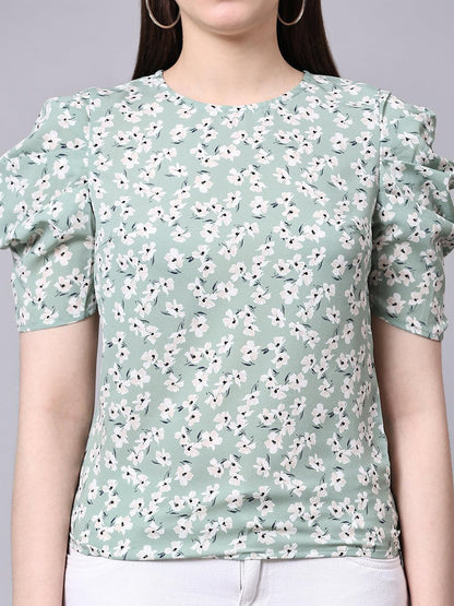 Elegant Floral Print Tops - VONYQ