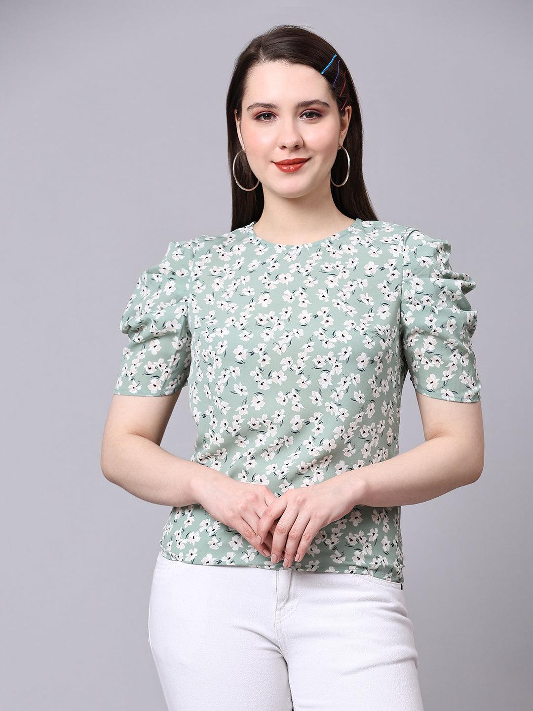 Elegant Floral Print Tops - VONYQ