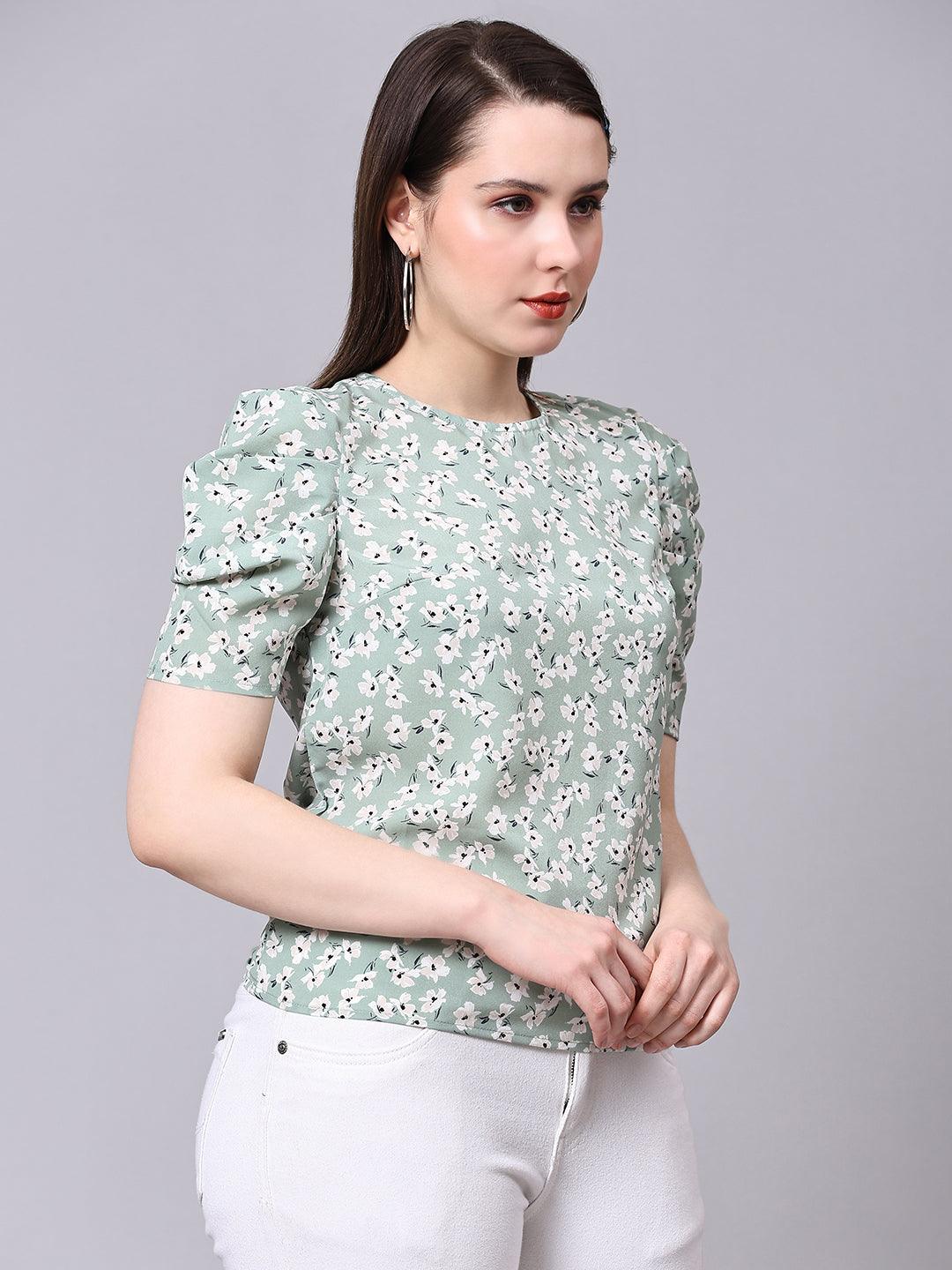 Elegant Floral Print Tops - VONYQ