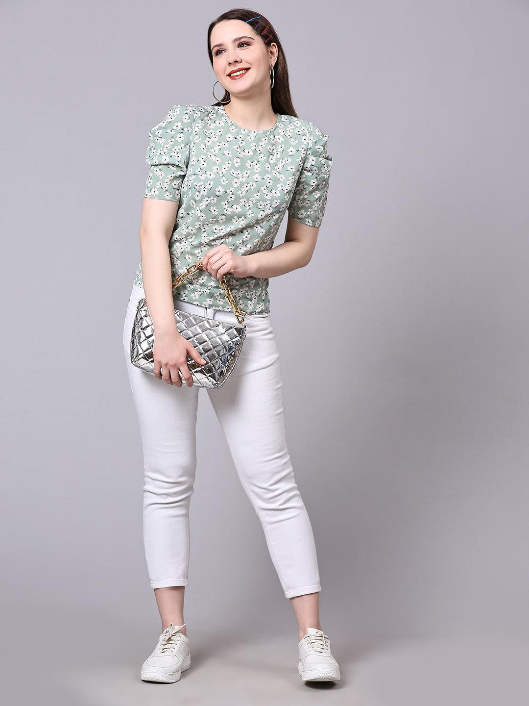 Elegant Floral Print Tops - VONYQ