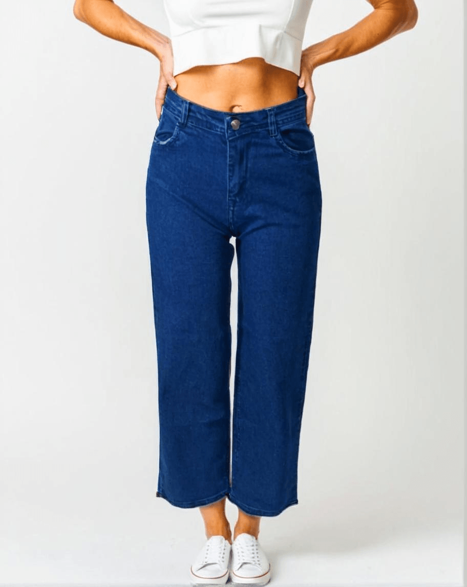 Relaxed Fit Cropped Straight Denim - VONYQ