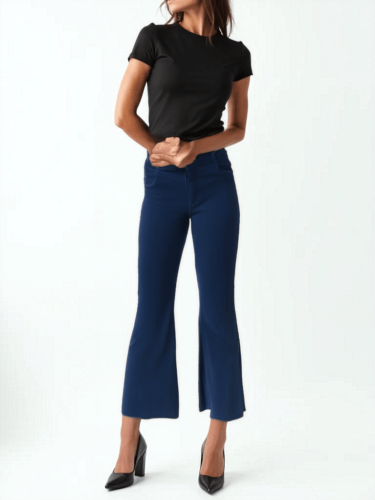 Petite Classic Blue Cropped Flares - VONYQ
