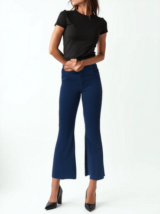 Petite Classic Blue Cropped Flares - VONYQ