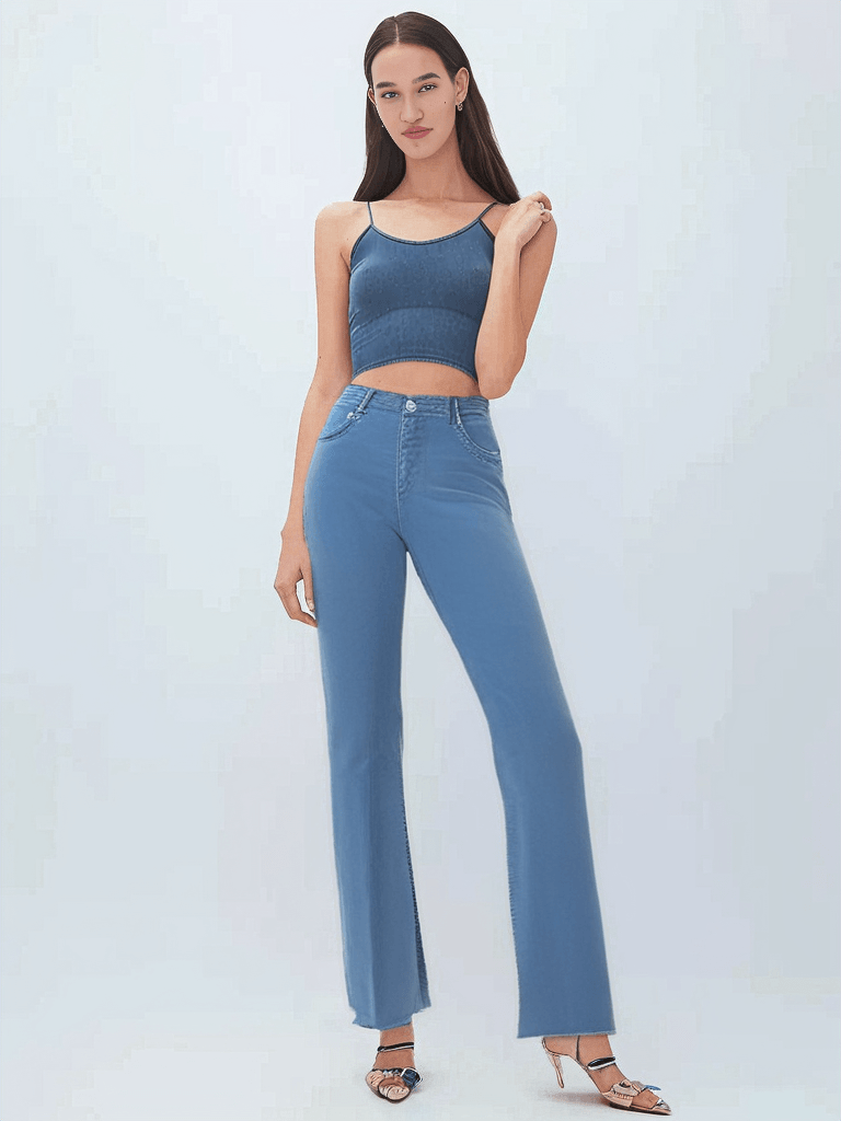Petite Vintage Wash Flared Ankle Jeans - VONYQ