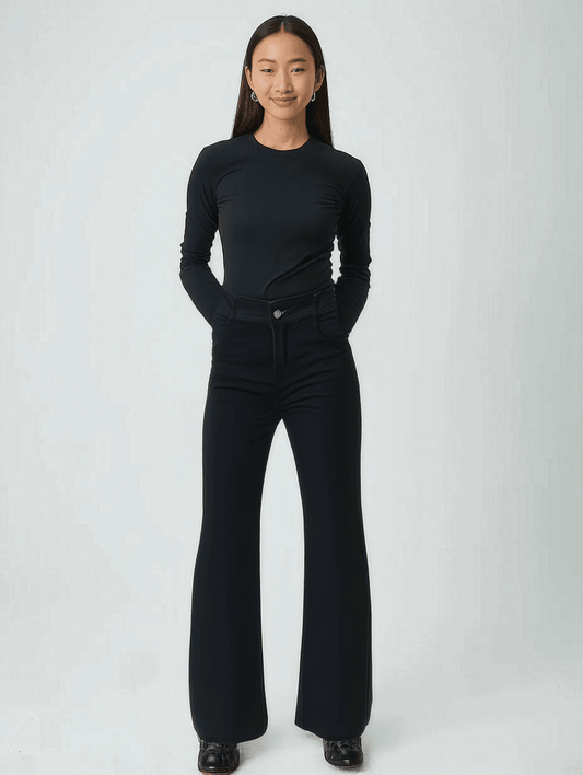 High-Waisted Petite Kick Flare Jeans - VONYQ