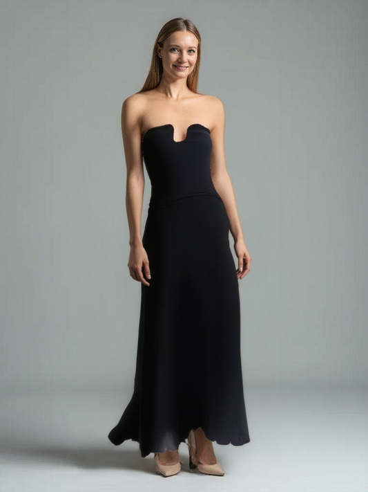 Elegant Black One-Piece Maxi Party Dress