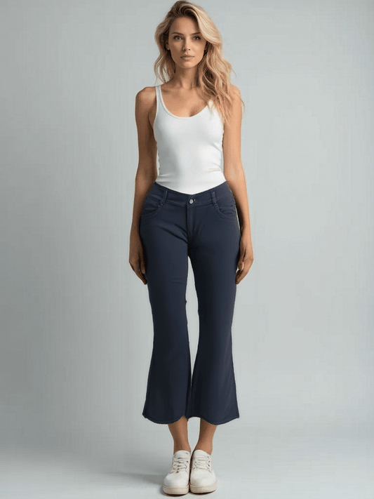 Retro Inspired Petite Cropped Flare Jeans - VONYQ