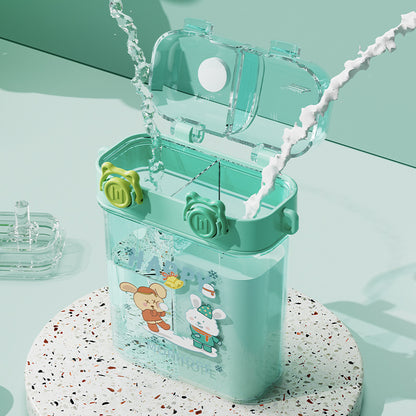 Summer Cute Cartoon Children Double Drink Cup With Straw